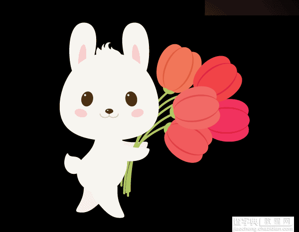 Illustrator绘制春季抱着郁金香的可爱小兔子23