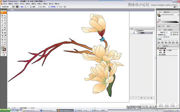 Illustrator绘制中国花鸟画矢量图教程7