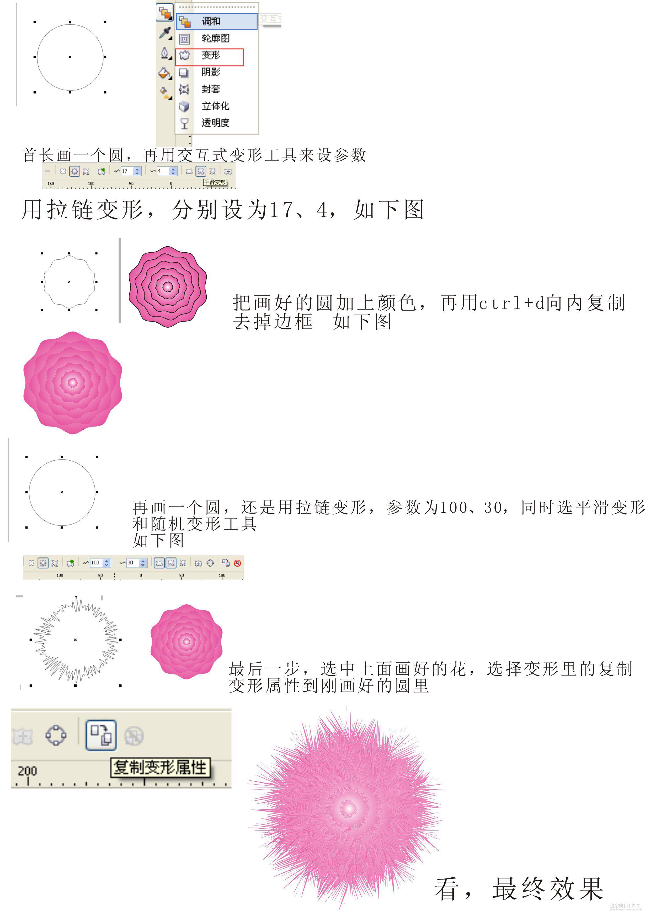 CDR绘制一朵漂亮的抽象粉色花朵2