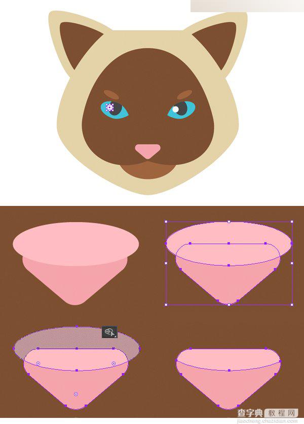 Illustrator绘制6组不同扁平化风格的动物卡通头像教程10
