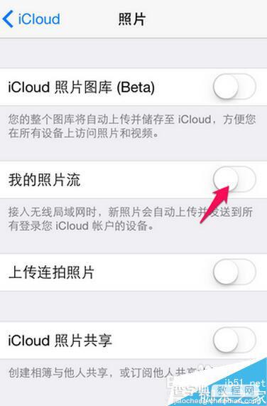 苹果手机里怎么没有照片流 iphone 开启/关闭照片流的方法4