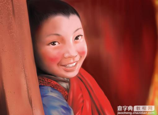 painter绘制可爱的藏族小男孩头部教程1