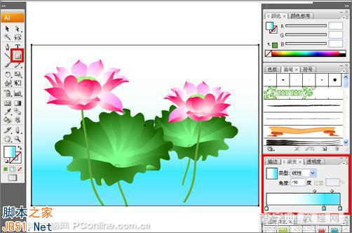 Illustrator(AI)CS3模仿绘制矢量效果的荷花插画实例教程18