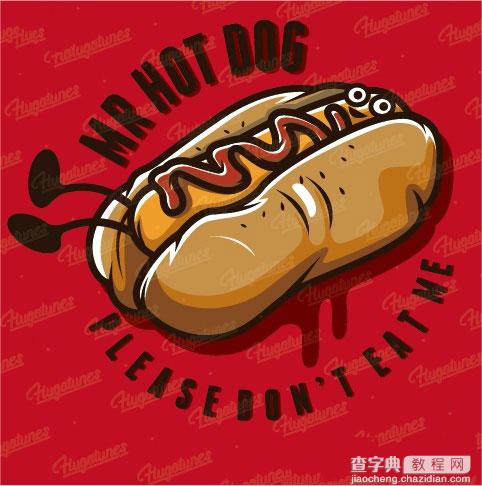 Illustrator简单绘制汉堡香肠插画海报1