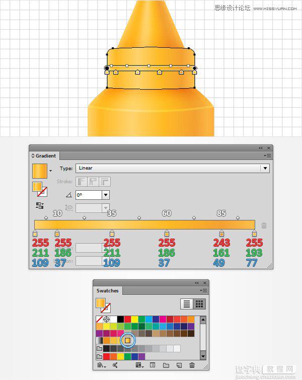 Illustrator利用网格工具设计金黄色的芥末文字效果20
