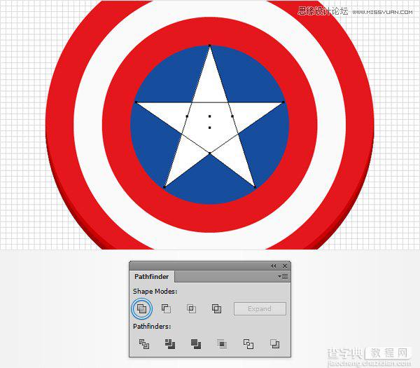 Illustrator绘制立体逼真的美国队长盾牌图标10