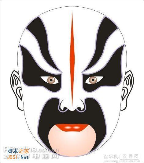 Coreldraw(CDR)模仿绘制中国京剧中马谡的脸谱实例教程1