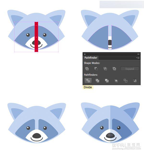 Illustrator绘制6组不同扁平化风格的动物卡通头像教程24