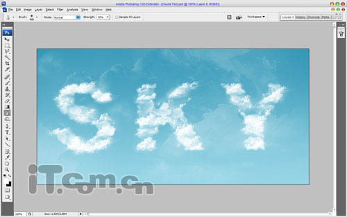 Photoshop打造非常清爽的云彩字9