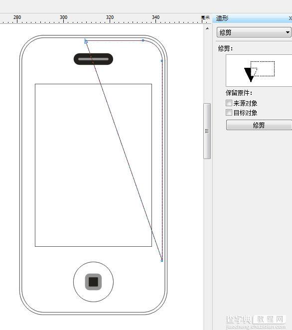 CDR绘制黑色版iPhone4手机教程9