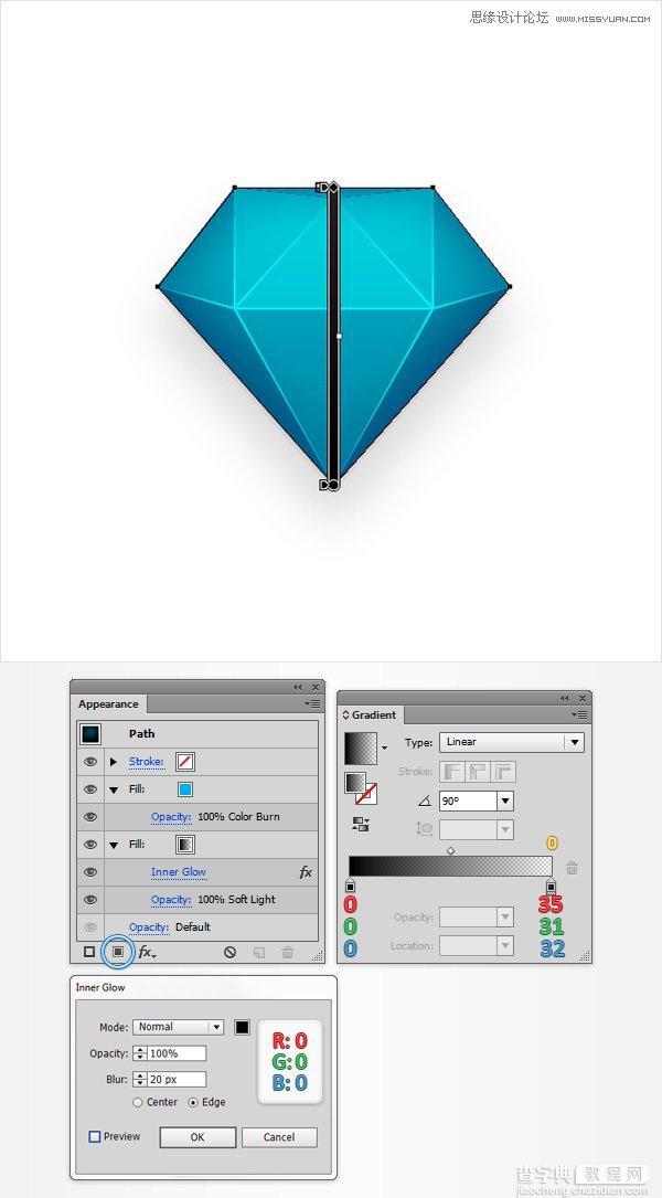 Illustrator绘制立体逼真的钻石图标教程17