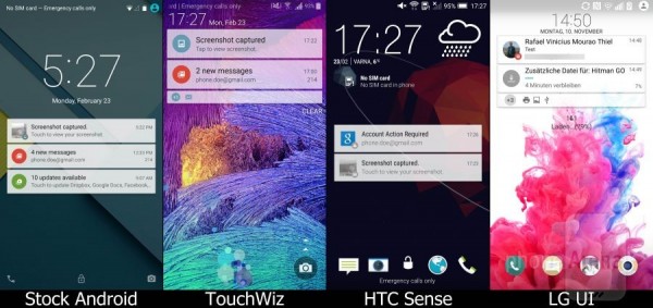 Android 5.0原生系统/TouchWiz/HTC Sense/LG UI界面对比1