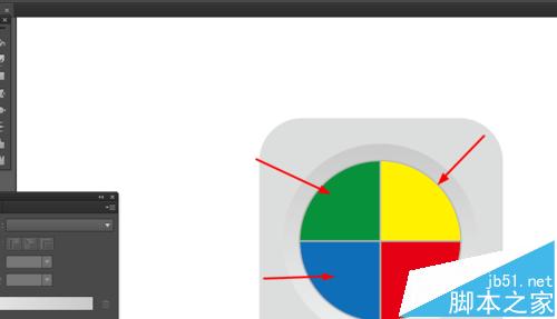 Ai怎么绘制一个四色的圆形app图标?10