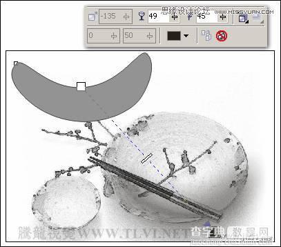 CorelDRAW(CDR)设计绘制中国风水彩效果的盘子和筷子实例教程16