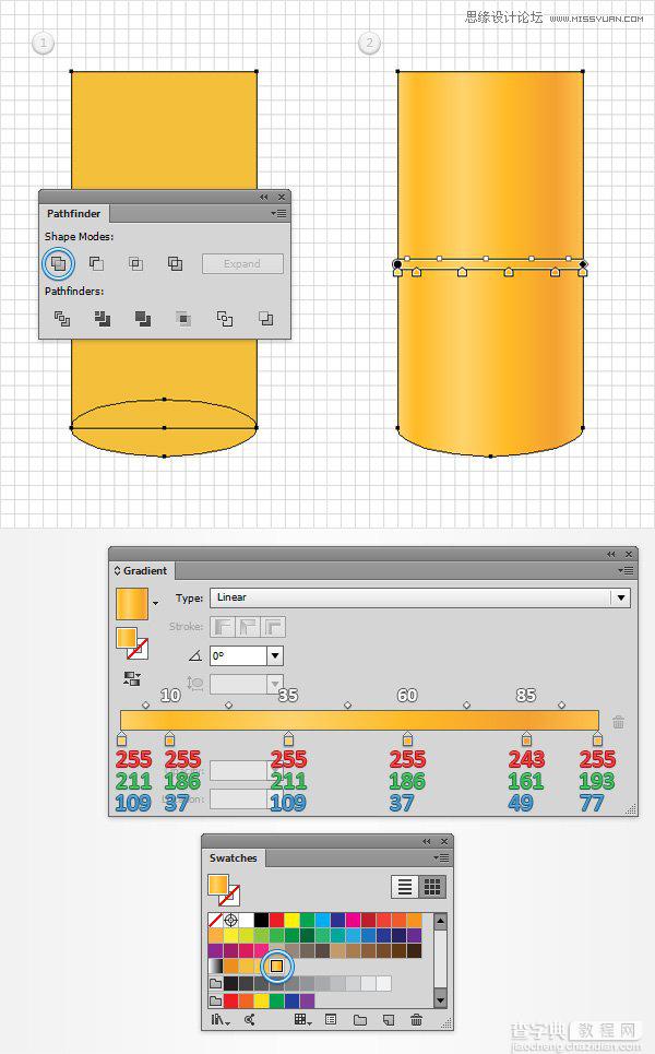 Illustrator利用网格工具设计金黄色的芥末文字效果4