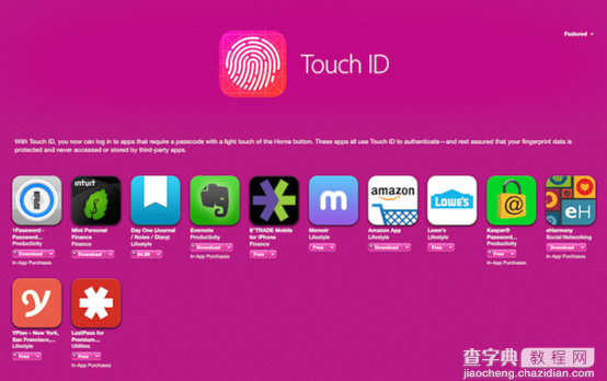 利用Touch ID保护敏感信息的应用程序有哪些？1