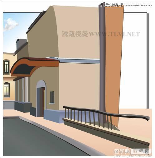 CorelDRAW绘制欧洲古典建筑风格的街道场景画面9