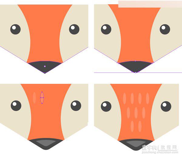 Illustrator绘制6组不同扁平化风格的动物卡通头像教程36