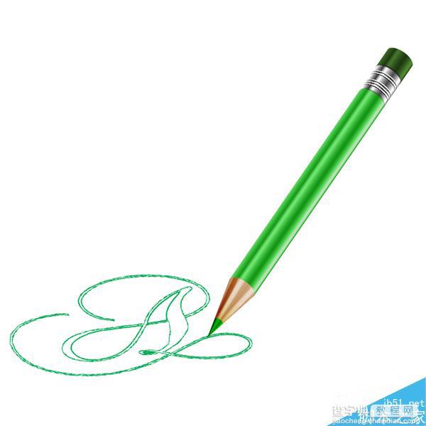 AI绘制一支漂亮的绿色卡通铅笔1