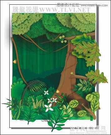 CorelDRAW绘制绿色卡通森林一角场景画面25