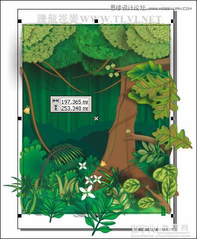 CorelDRAW绘制绿色卡通森林一角场景画面26