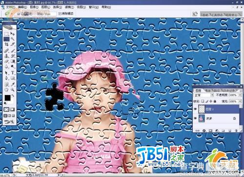 用Photoshop纹理滤镜将宝宝照片变为拼图5