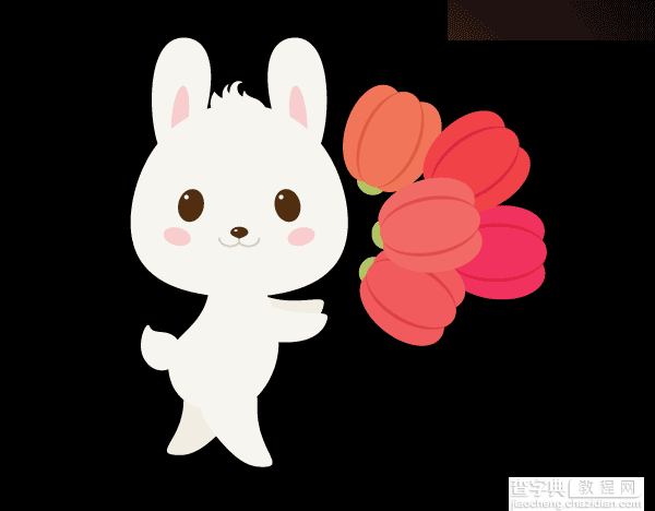 Illustrator绘制春季抱着郁金香的可爱小兔子22