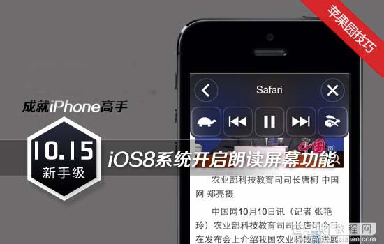 苹果手机 iOS8系统开启屏幕朗读功能的方法1