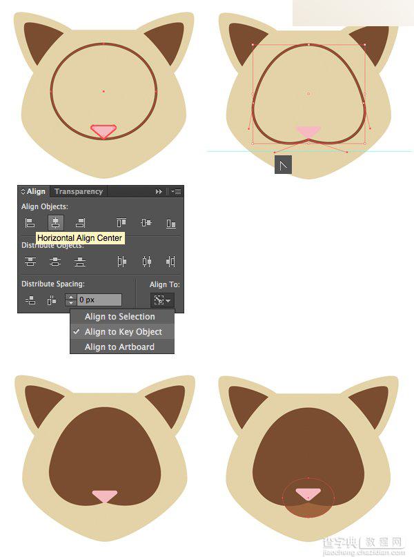 Illustrator绘制6组不同扁平化风格的动物卡通头像教程8