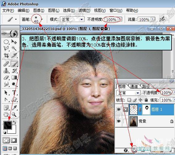 Photoshop蒙版人和猴换脸教程6