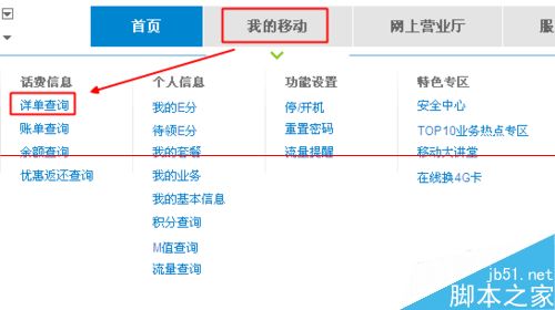 手机怎么查通话记录？ 中国移动网上营业厅查询通话记录的方法3