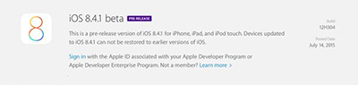 苹果iOS8.4.1和OS X 10.10.5测试版正式发布2