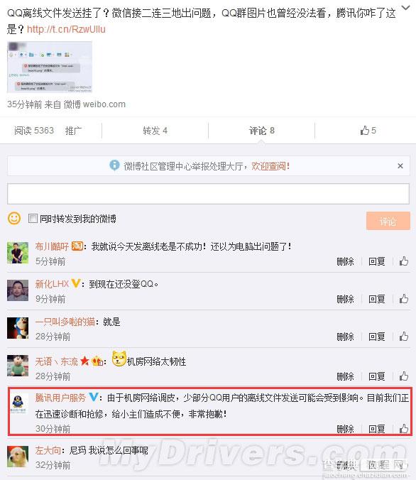 腾讯官方回应QQ离线文件故障:又是机房1