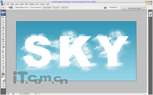 Photoshop打造非常清爽的云彩字5