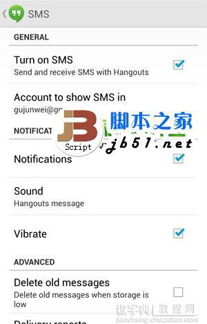 android安卓4.4关闭hangouts环聊短信的方法3