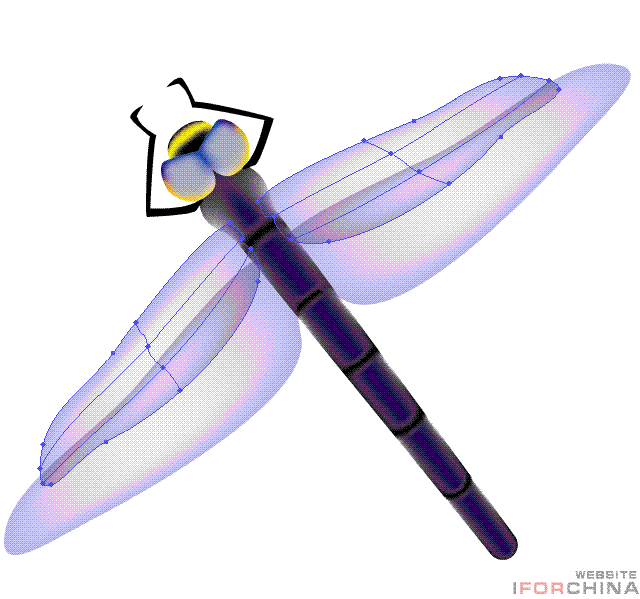 AI网格渐变制作漂亮的蓝蝴蝶和蜻蜓教程20