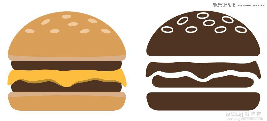Illustrator(AI)设计时尚简洁风格的巧克力汉堡包图标1
