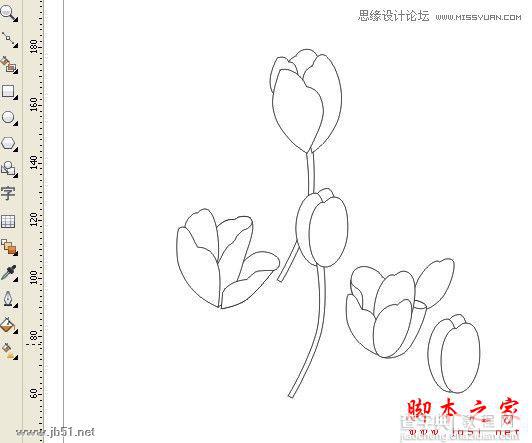 CorelDRAW(CDR)设计绘制漂亮的花朵工笔画效果实例教程2