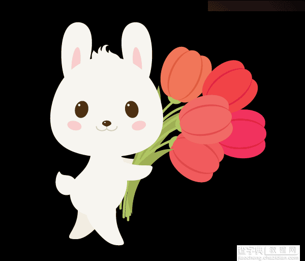 Illustrator绘制春季抱着郁金香的可爱小兔子26