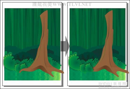 CorelDRAW绘制绿色卡通森林一角场景画面13