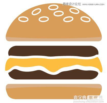 Illustrator(AI)设计时尚简洁风格的巧克力汉堡包图标16