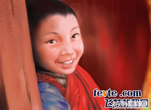 painter绘制可爱的藏族小男孩头部教程8