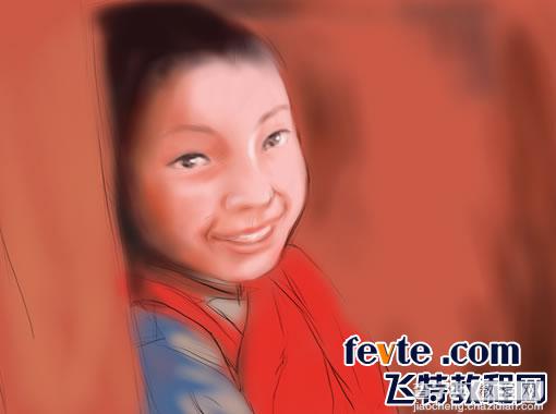 painter绘制可爱的藏族小男孩头部教程3