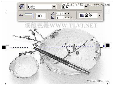 CorelDRAW(CDR)设计绘制中国风水彩效果的盘子和筷子实例教程15