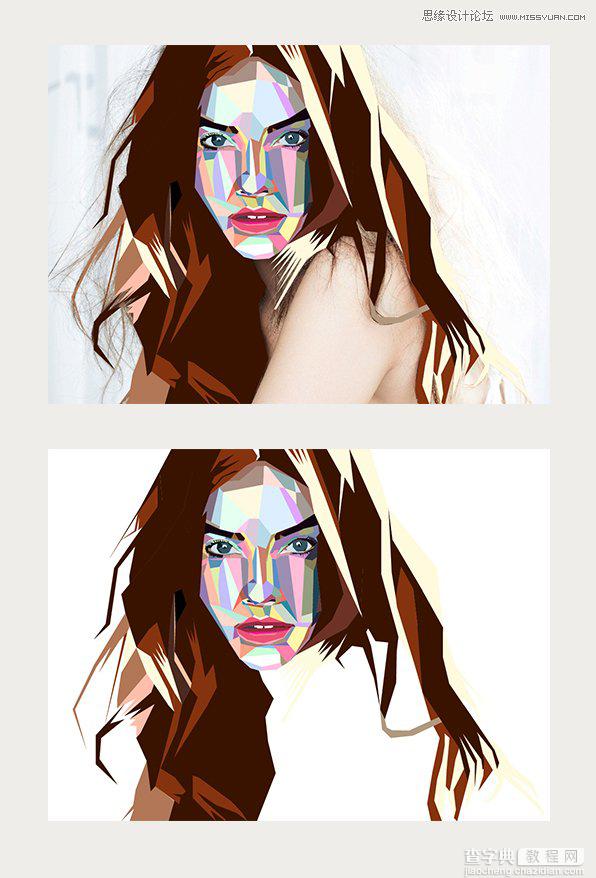 AI绘制最清峻艺术风格的彩色低多边形特效人像11