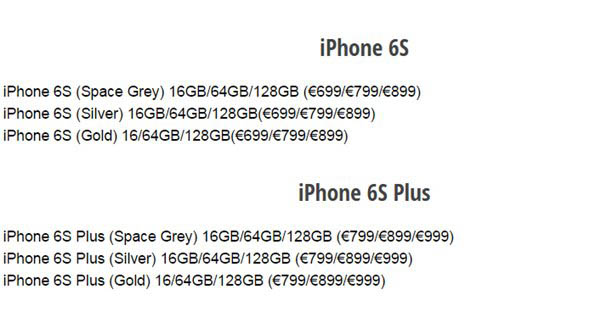 苹果iPhone6s售价曝光：16/64/128GB版确认2
