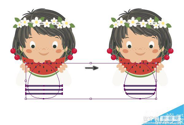 AI绘制一个吃着西瓜的可爱小女孩插画34