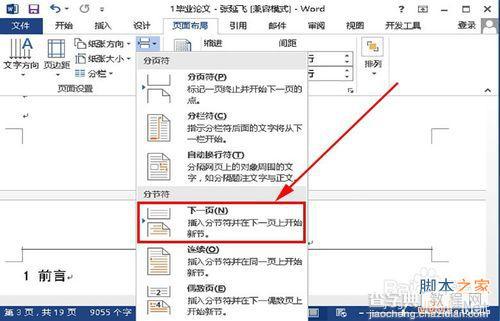 word2013如何从某一页开始插入页码?4