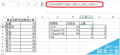 Excel中frequency函数有什么作用? frequency函数的使用方法3