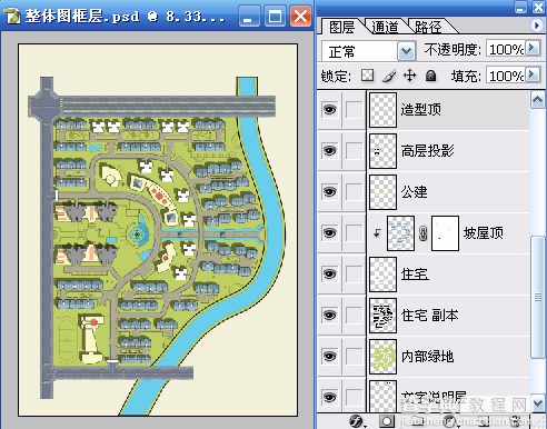 AutoCAD结合PhotoShop制作总平填色流程介绍74